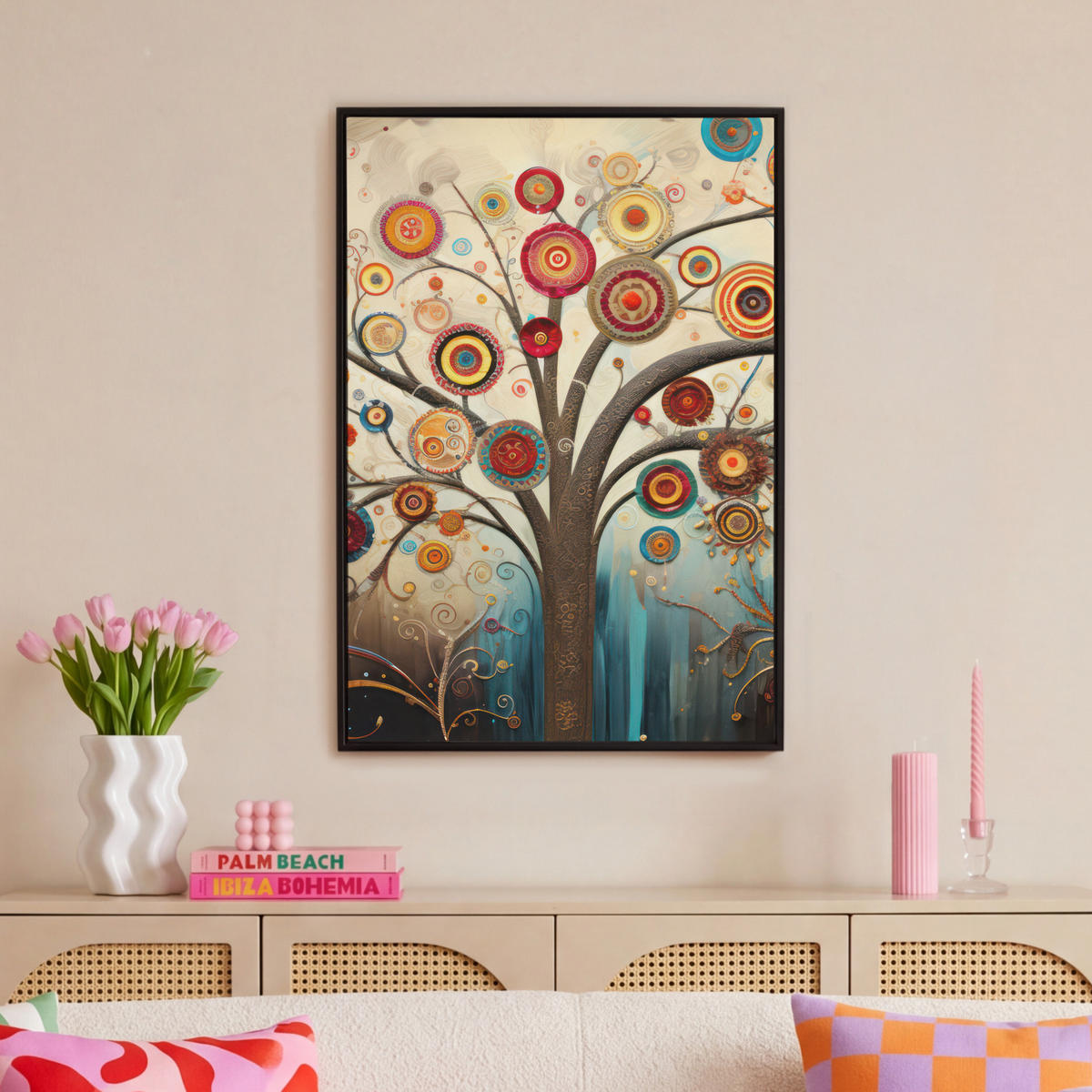LEINWAND Bilder mit Rahmen - Baum - Baum des Lebens - Farbe - 60x90 - Braun, Textil (60/90cm) - MuchoWow