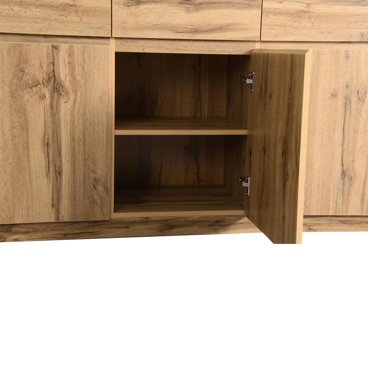 SIDEBOARD Holzoptik 3 Türen 3 Schubladen 135x40x81cm - Naturfarben, Holzwerkstoff (40/81/135cm) - FLIEKS