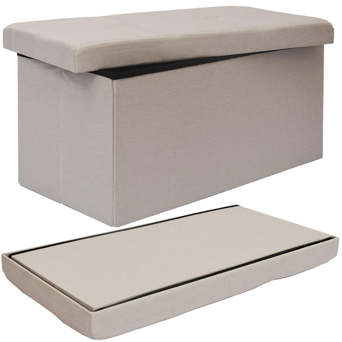 SITZBANK Faltbar, 76/38/38 cm, mit Trennwand, 80 Liter, Beige - Beige, Kunststoff (38/38/76cm) - Dunedesign