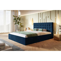 BETT 90x200 - Polsterbett mit Bettkasten und Holzrahmen - Modern Betten - Glatter Kronos-Stoff - Kollektion Rio, Blau - Blau, Holz/Textil (90/200cm) - Alpi-Möbel