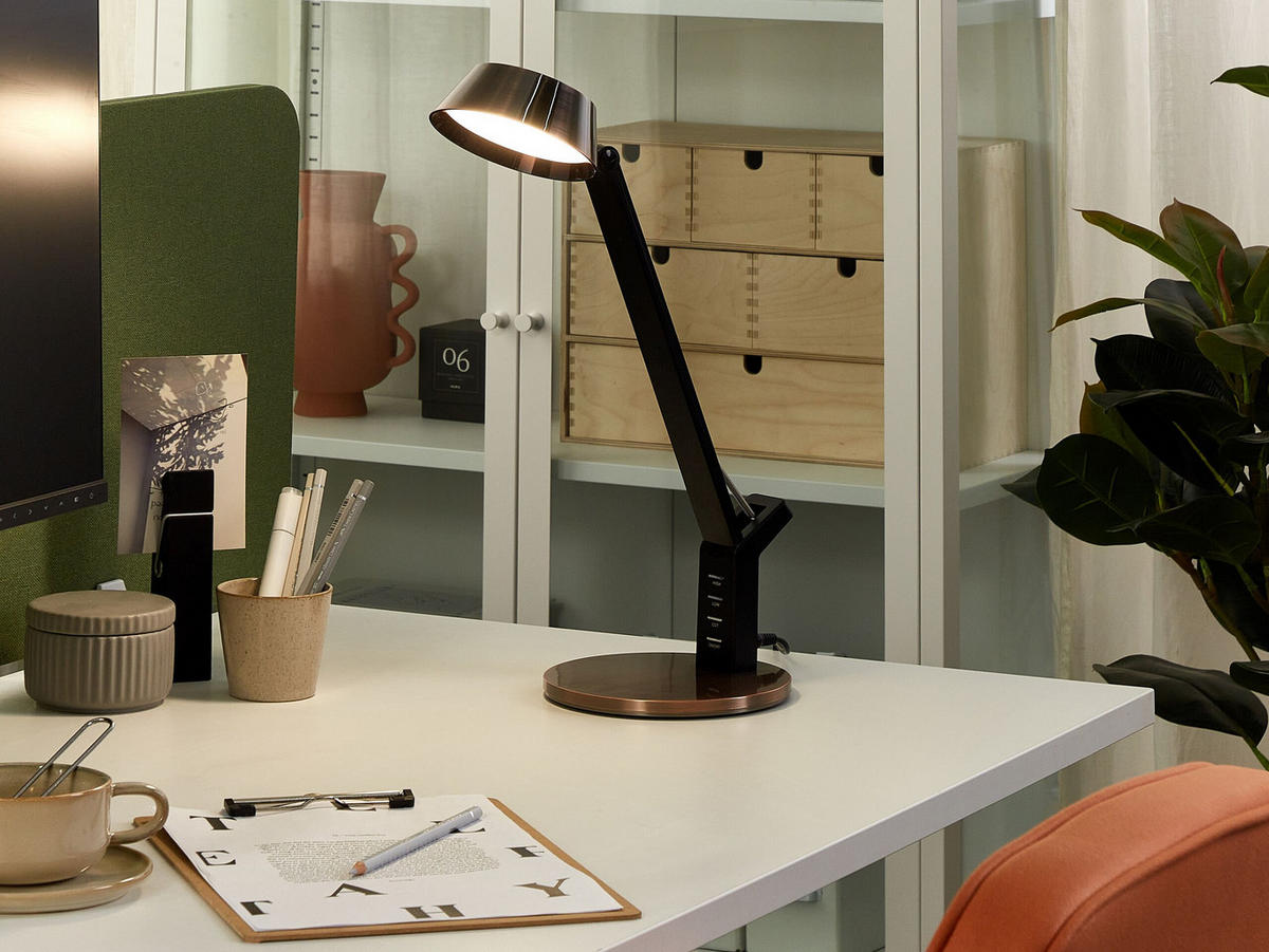 SCHREIBTISCHLAMPE Chamaeleon 17/17/40 cm - Kupferfarben, Metall (17/17/40cm) - Beliani