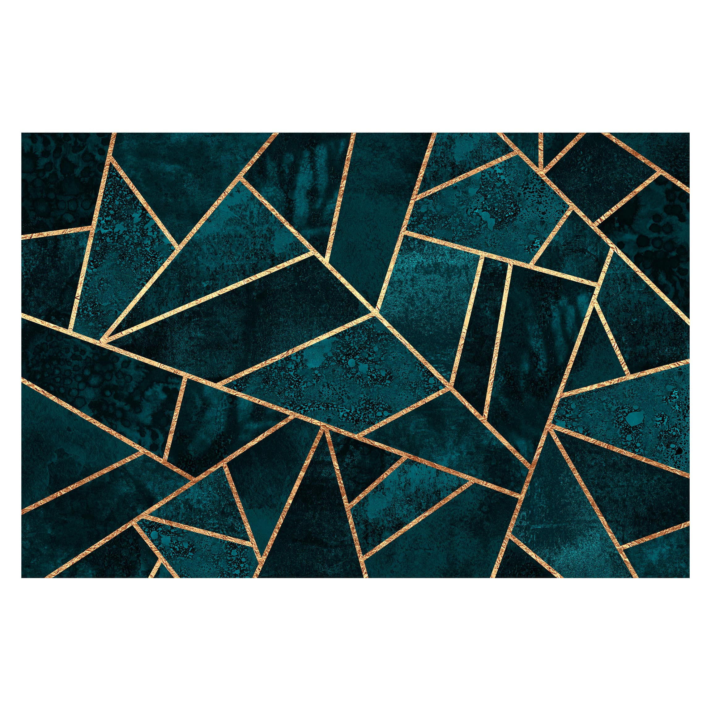 FOTOTAPETE Dunkles Türkis mit Gold 384/255 cm - Türkis, Papier (384/255cm) - Bilderwelten