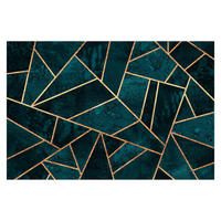 FOTOTAPETE Dunkles Türkis mit Gold 384/255 cm - Türkis, Papier (384/255cm) - Bilderwelten