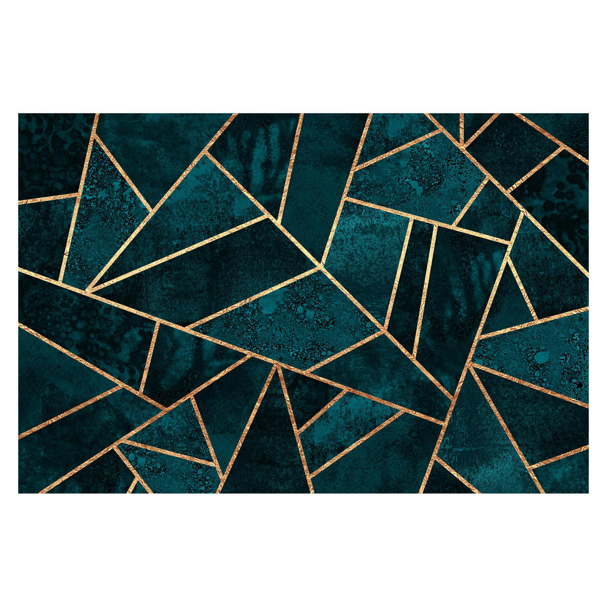 FOTOTAPETE Dunkles Türkis mit Gold 384/255 cm - Türkis, Papier (384/255cm) - Bilderwelten