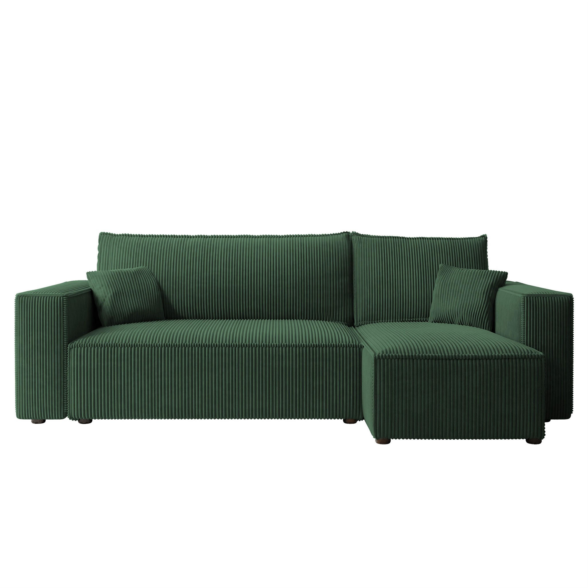 ECKSOFA Adara Mit Schlaffunktion - Grün, Holzwerkstoff/Textil (145/244cm) - Fun Möbel