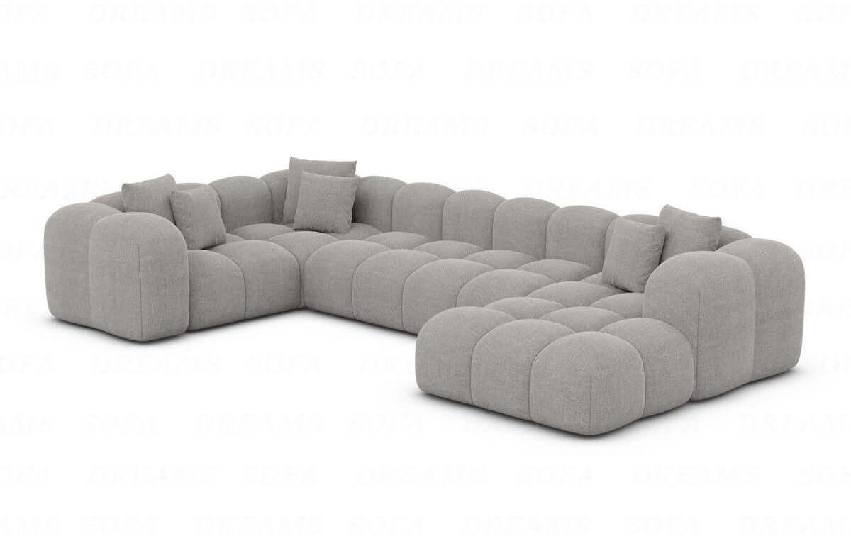 WOHNLANDSCHAFT Cloud Hellgrau Strukturstoff - Hellgrau, Kunststoff (314/72/184cm)