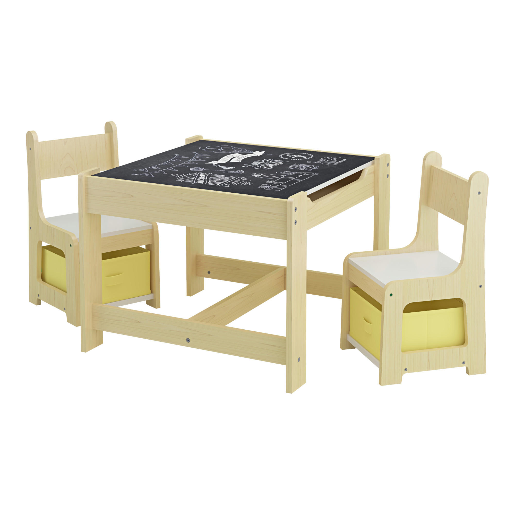KINDERSITZGRUPPE 3 TLG. Irixoa - Dunkelgrau/Weiß, Holzwerkstoff (60.5/48/62.5cm) - [en.casa]