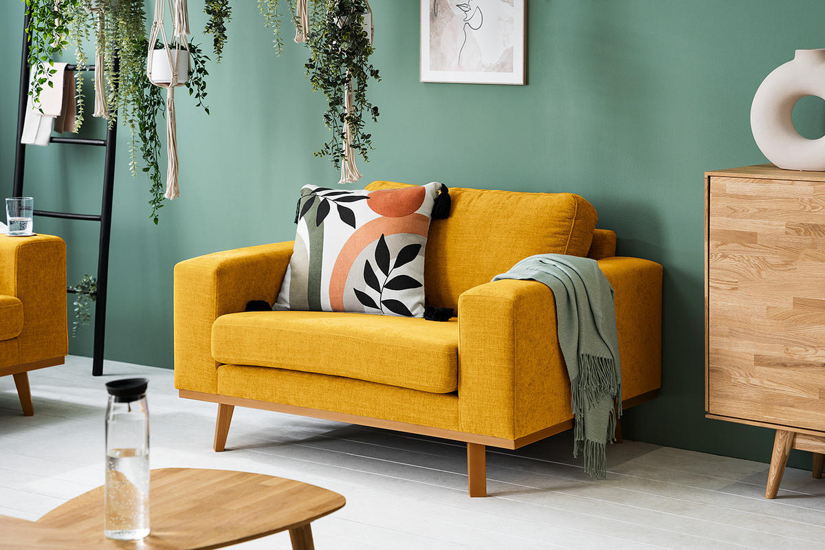 SESSEL - Gelb/Buchefarben, Buchenholz/Textil (122/81/88cm) - home24