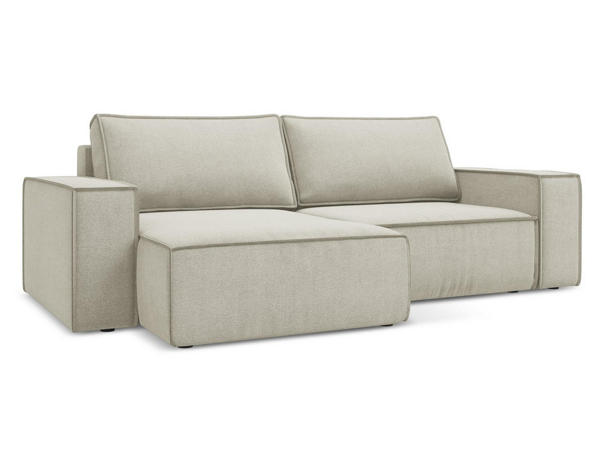 ECKSOFA mit Schlaffunktion Strukturstoff Stoff Beige - Beige/Creme, Kunststoff/Textil (148/257cm) - Makamii