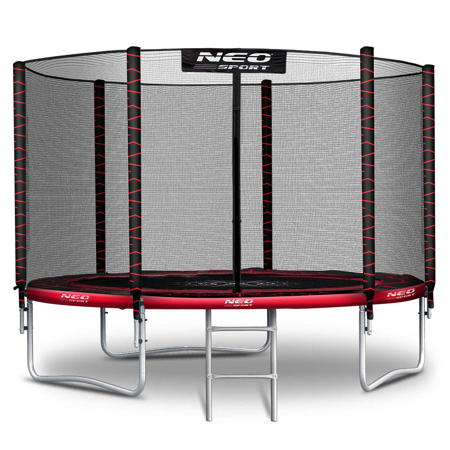 GARTENTRAMPOLIN 8 ft/252 cm mit Außennetz und Leiter - Rot, Metall (252/252cm)