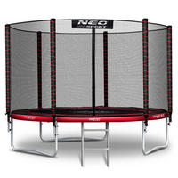 GARTENTRAMPOLIN 8 ft/252 cm mit Außennetz und Leiter - Rot, Metall (252/252cm)