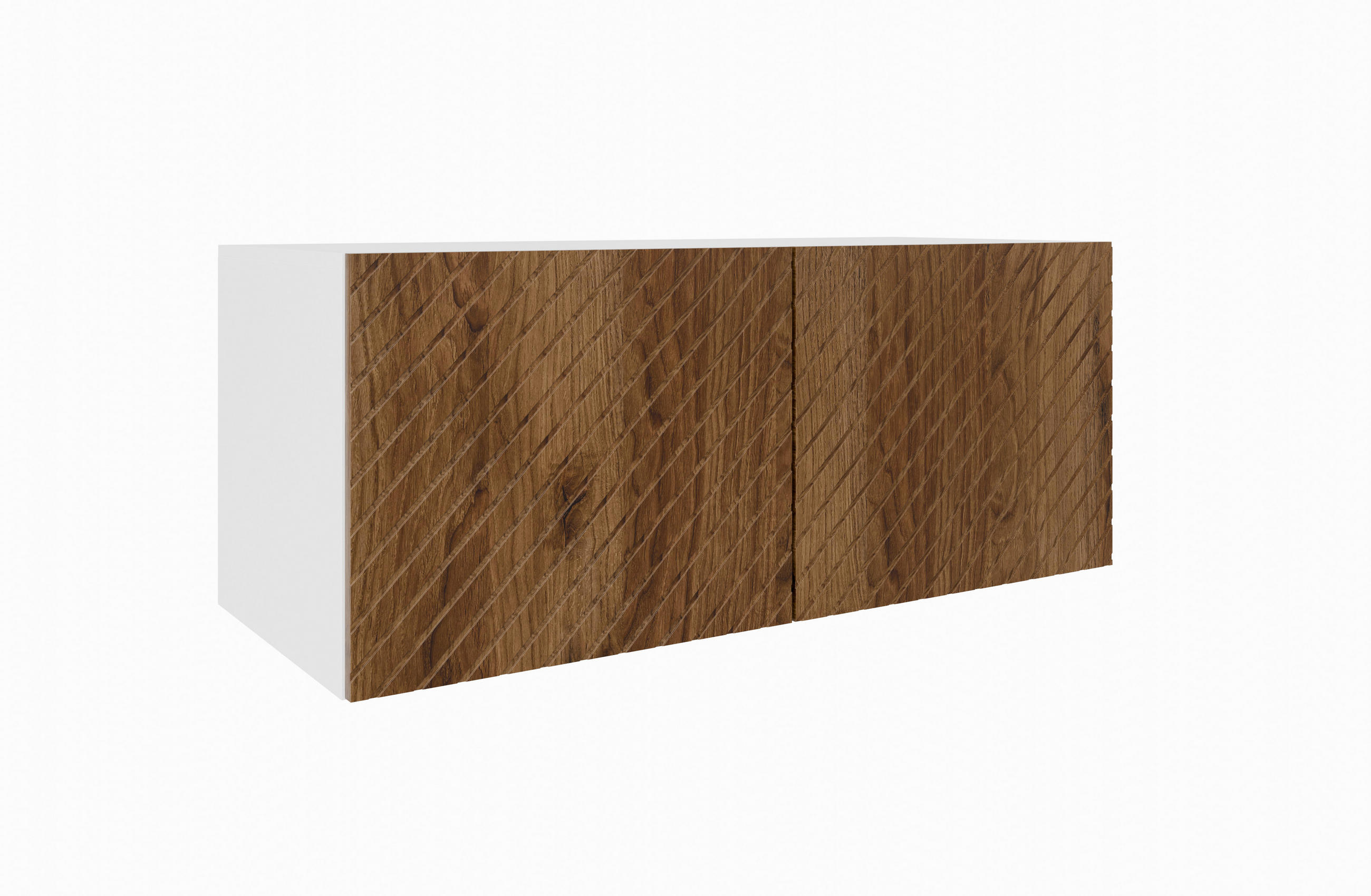 Meblini Tv-Schrank Weiß, Wildeiche 100x115x40 cm
