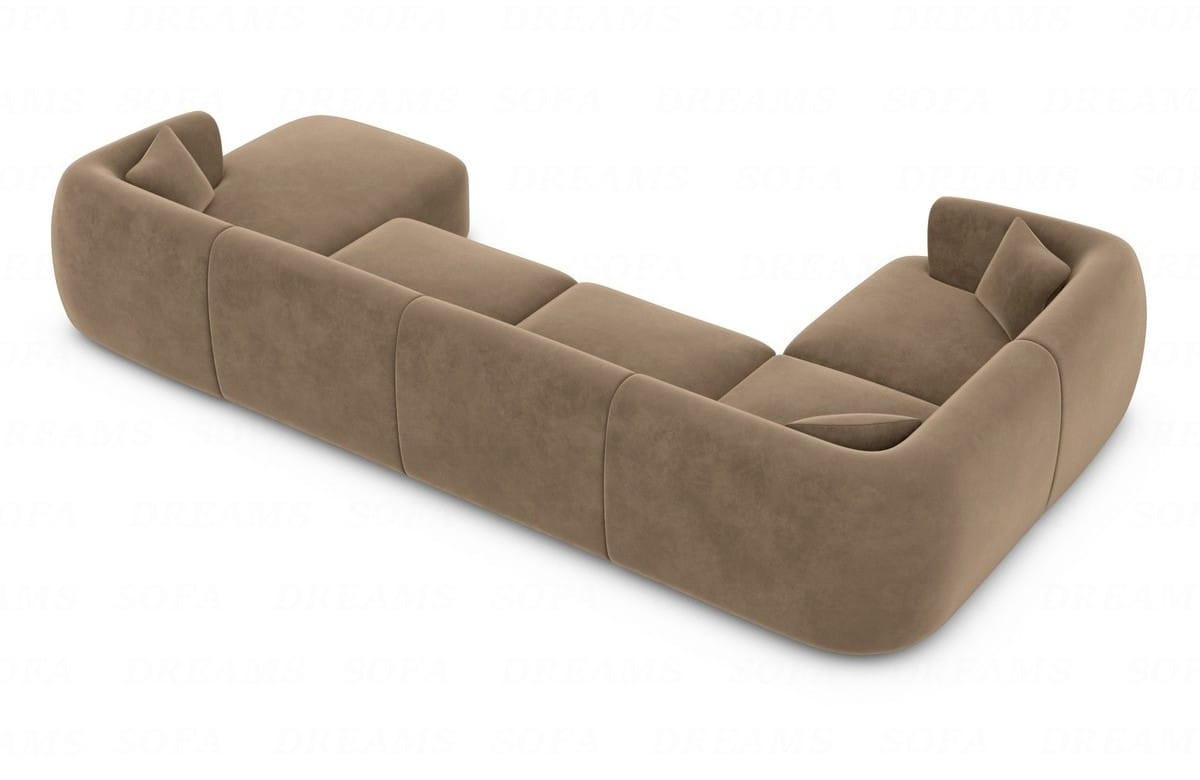 WOHNLANDSCHAFT Azura Braun Samtstoff - Braun, Kunststoff (325/78/177cm)