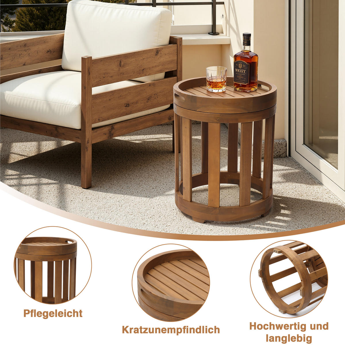 BEISTELLTISCH, Ø46 cm X H57 cm - Braun, Holz (46/46/57cm)