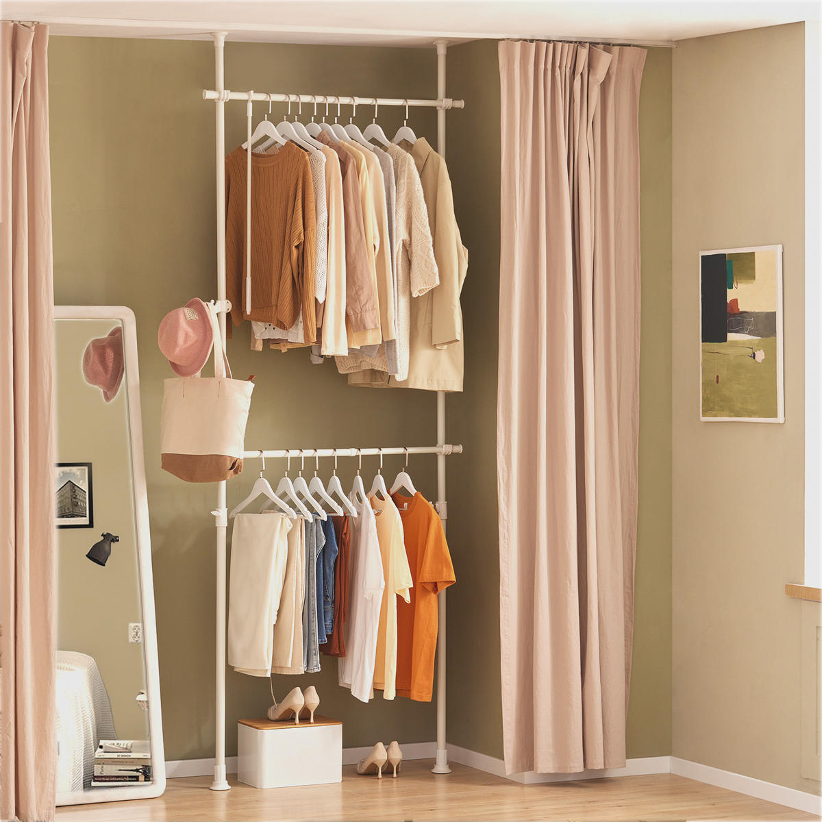 TELESKOP GARDEROBEN SYSTEM Weiß - Weiß, Kunststoff (113/285/1cm) - SoBuy