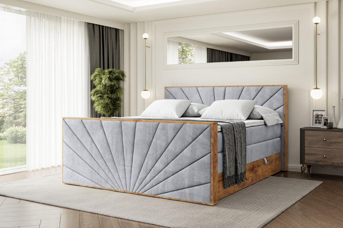 BOXSPRINGBETT mit Matratze H3|H4 und Lattenrost - LOLLI6-Z KING-160x200 - Grau Monolith - Grau, Holzwerkstoff (160/200cm) - ALTDECOR
