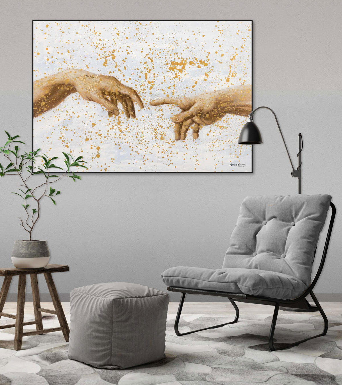 ACRYLBILD HANDGEMALT 100/70 cm - Beige, Holz/Textil (1.84/70cm) - KUNSTLOFT