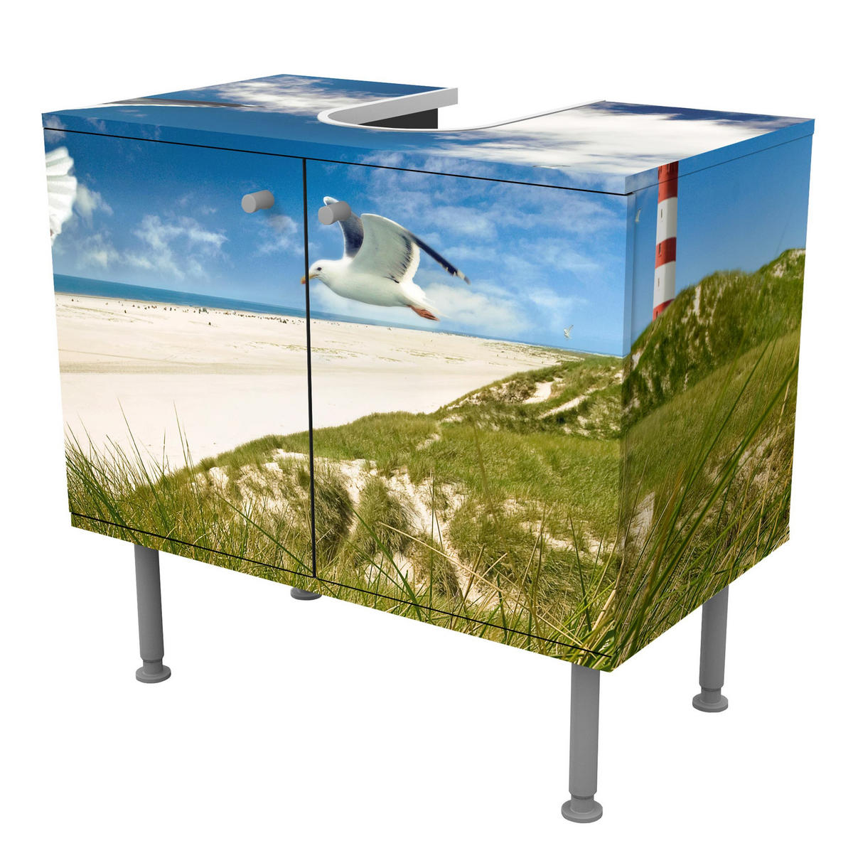 WASCHBECKENUNTERSCHRANK Dune Breeze 60/55/35 cm - Blau, Holzwerkstoff (60/55/35cm) - Bilderwelten