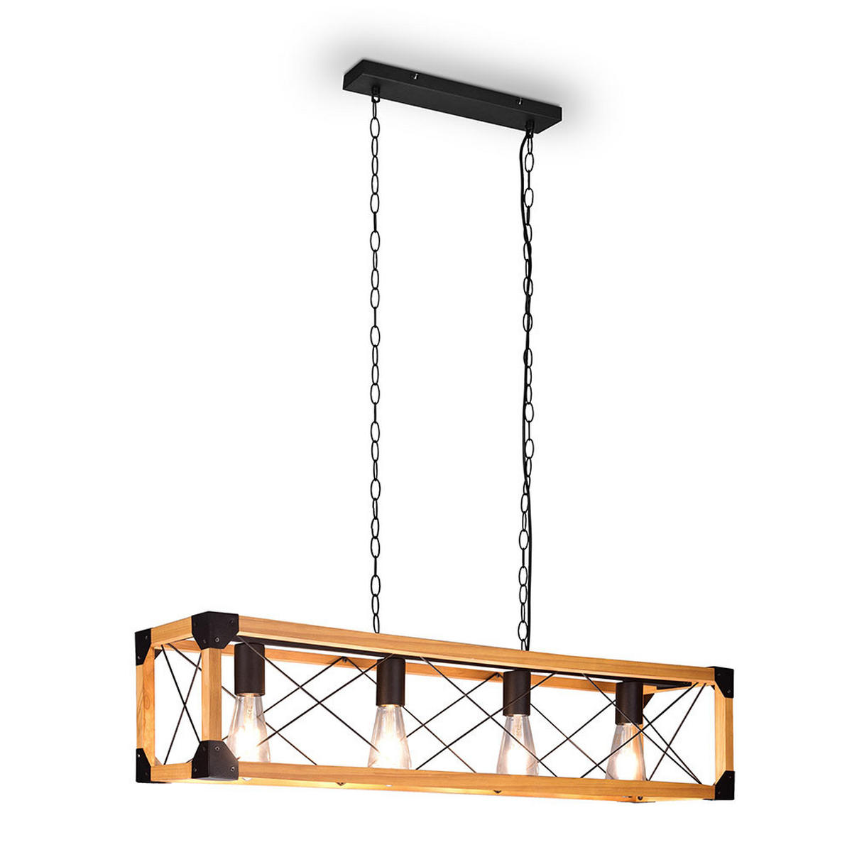 HÄNGELEUCHTE Holz Metall Schwarz Natur - Braun, Holz (100/20/150cm)