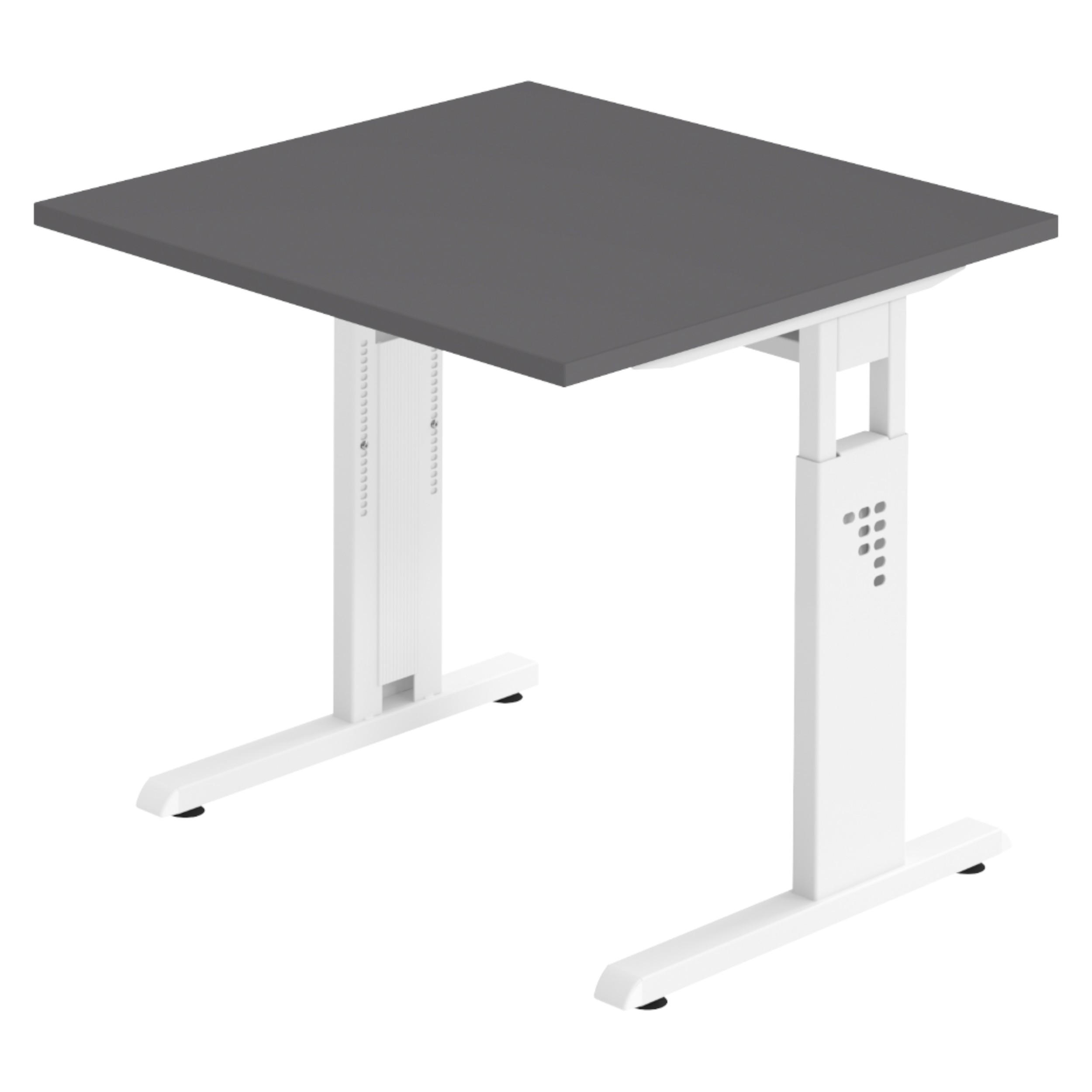 SCHREIBTISCH Serie-O 80/80/74 cm in Graphitfarben/Weiß - Graphitfarben/Weiß, Holzwerkstoff (80/80/74cm) - bümö