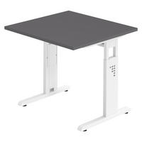 SCHREIBTISCH Serie-O 80/80/74 cm in Graphitfarben/Weiß - Graphitfarben/Weiß, Holzwerkstoff (80/80/74cm) - bümö