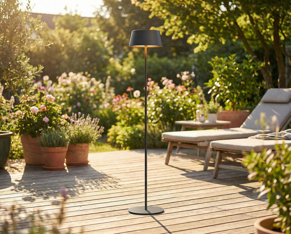LED-STEHLEUCHTE Solar Outdoor bis zu 120cm Metall schwarz - Schwarz, Metall (23/23/120cm) - Northpoint