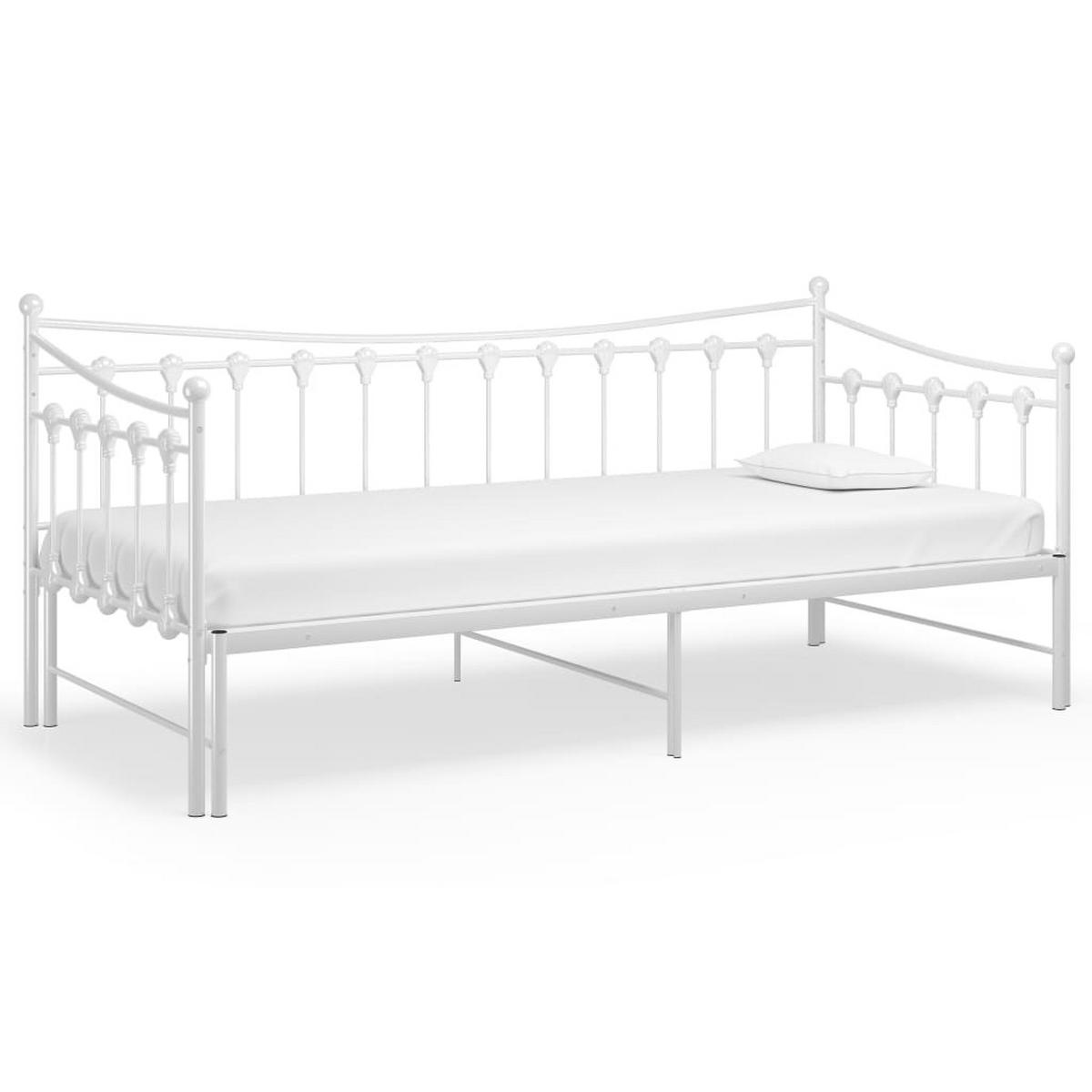 AUSZIEHSOFA Bettgestell Weiss Metall 90/200 Cm - Weiß, Leder (90/200cm) - vidaXL