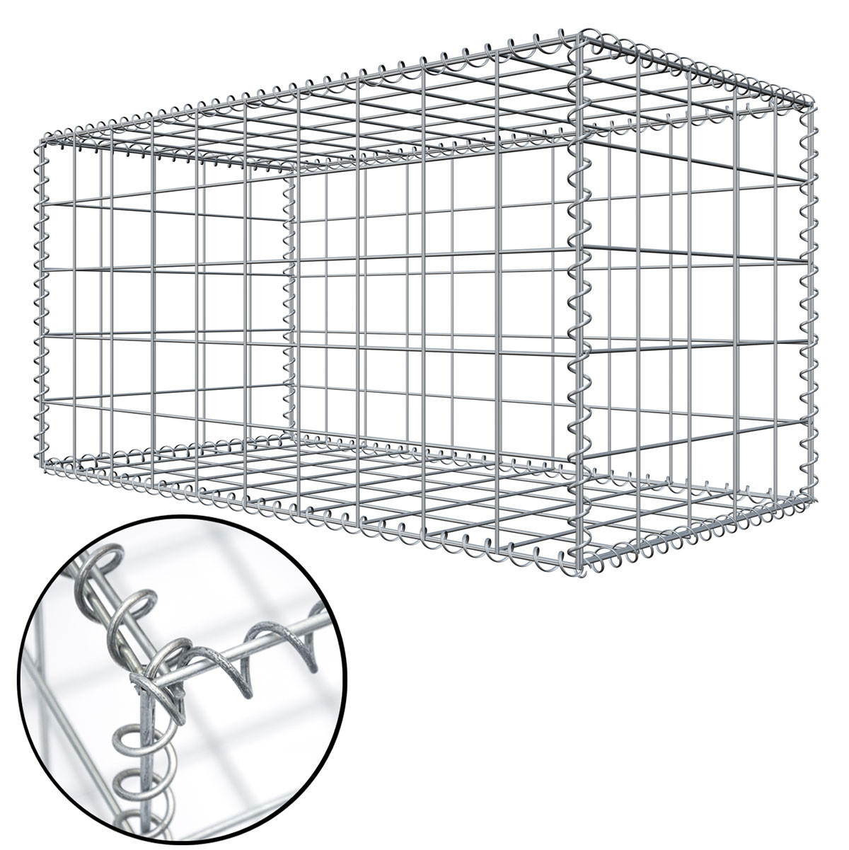 GABIONEN Steinkorb aus Stahl, 100/50/50 cm, Feuerverzinkt - Grau, Metall (50/50cm) - Niederberg Metall