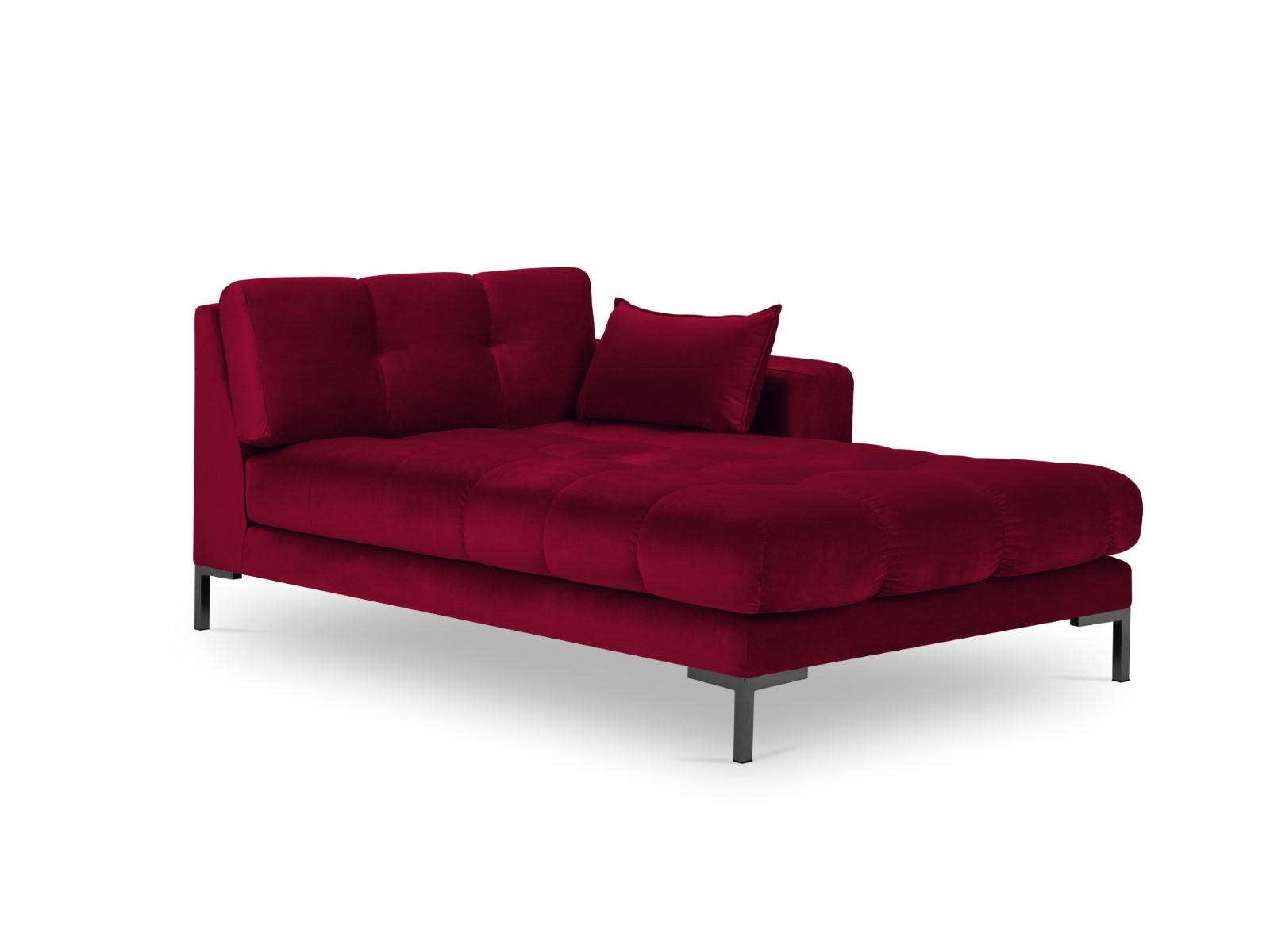 CHAISELONGUE rechts Mamaia aus Samt rot - Rot, Textil (102/75/185cm) - Micadoni