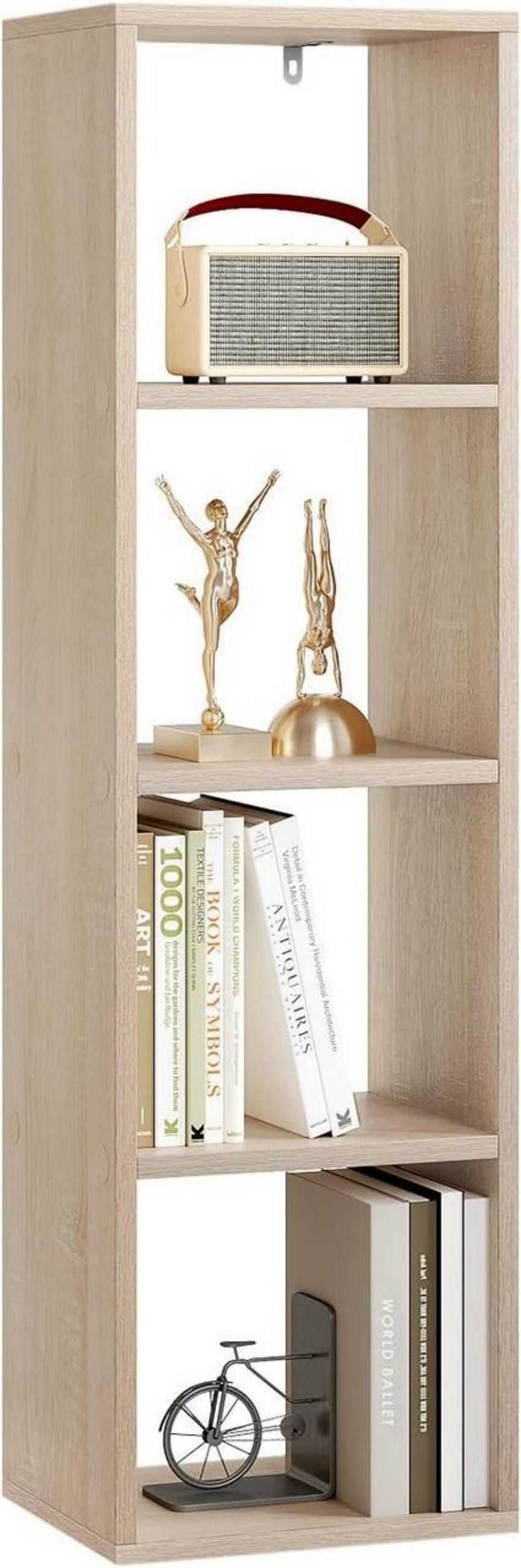BÜCHERREGAL mit 4 Ebenen, 30x106,5x23,5 cm, Helle Eiche - Eichefarben, Holzwerkstoff (30/106.5/23.5cm) - Woltu