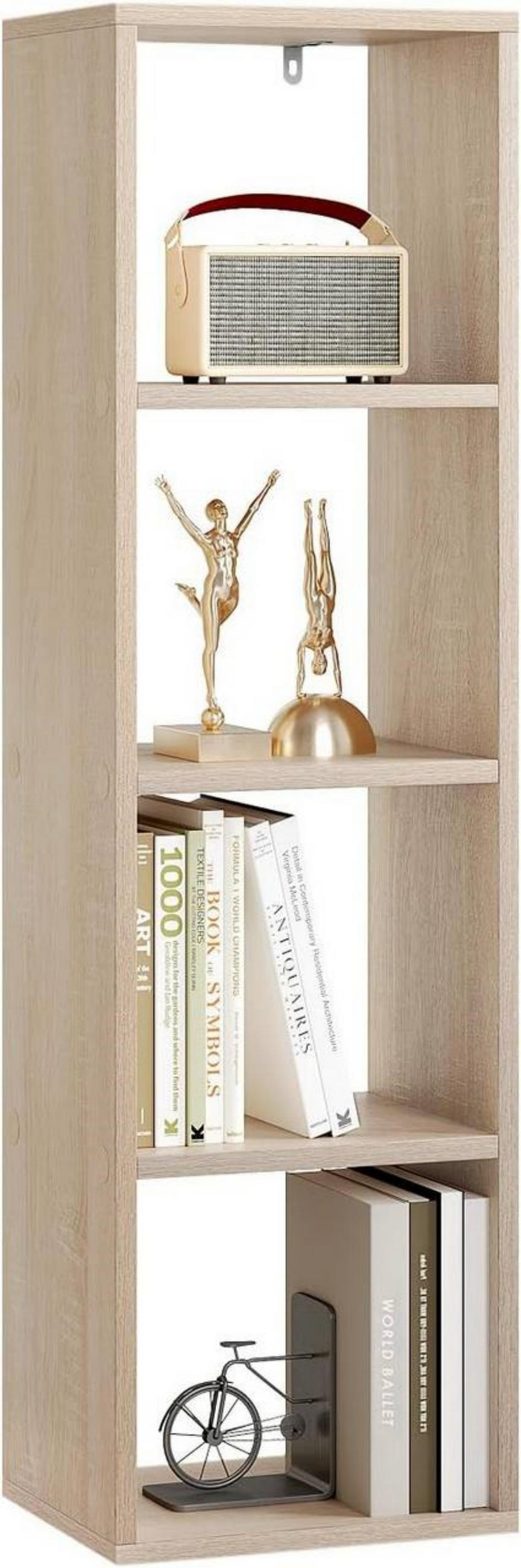 BÜCHERREGAL mit 4 Ebenen, 30x106,5x23,5 cm, Helle Eiche - Eichefarben, Holzwerkstoff (30/106.5/23.5cm) - Woltu