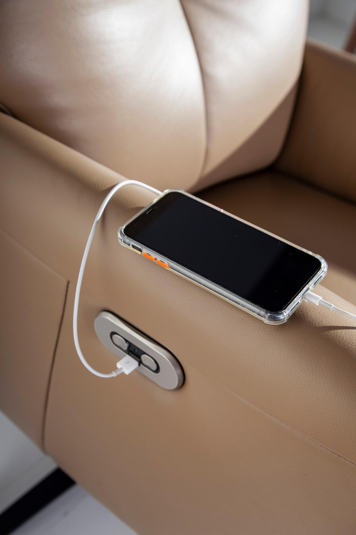 LEDERDREHSESSEL relax arena - Sandfarben/Beige, Leder/Metall (79/108/83cm) - ANGEL CERDA