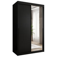 SCHIEBETÜRENSCHRANK mit Spiegel 120 cm Breite, schwarz mit schwarzem Griff - Schwarz, Holzwerkstoff (120/200/62cm) - Home Collective