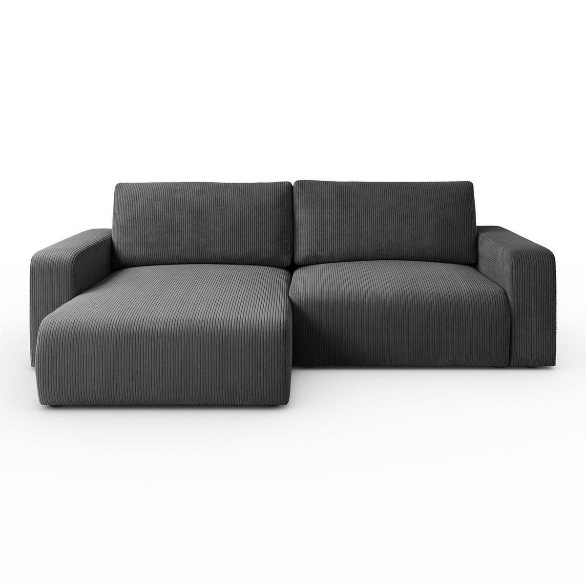 ECKSOFA OPERA L-Form mit Schlaffunktion und Bettkasten, Poso 34 - Graphitfarben, Textil (247/143cm) - Lookway