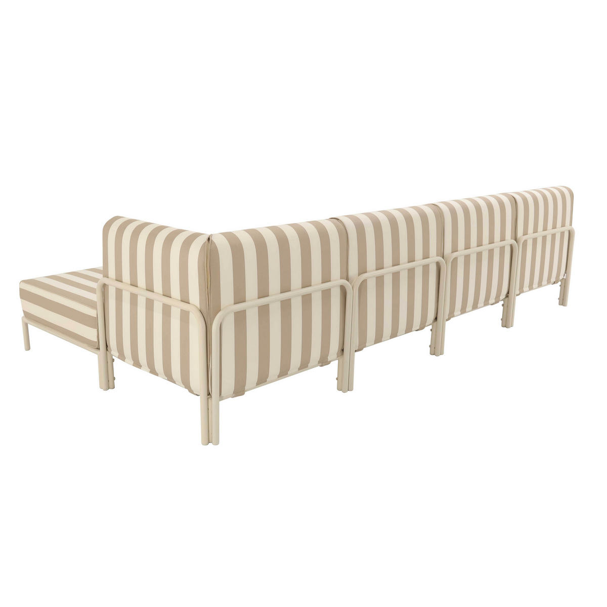 GARTENSOFA mit 5 Sitzplätzen, Beige - Beige, Metall - Oviala