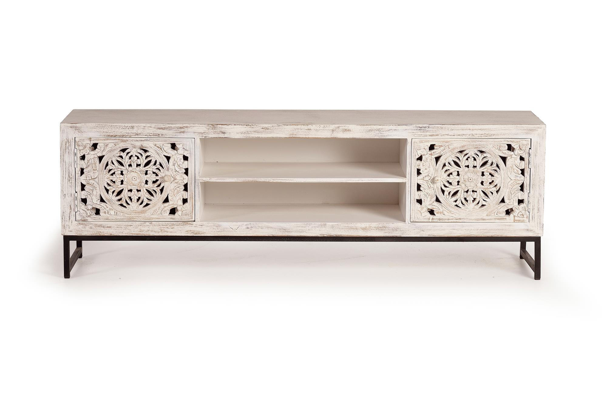 TV-SCHRANK aus Mangoholz - Weiß, Holz (170/55/40cm) - Giner y Colomer