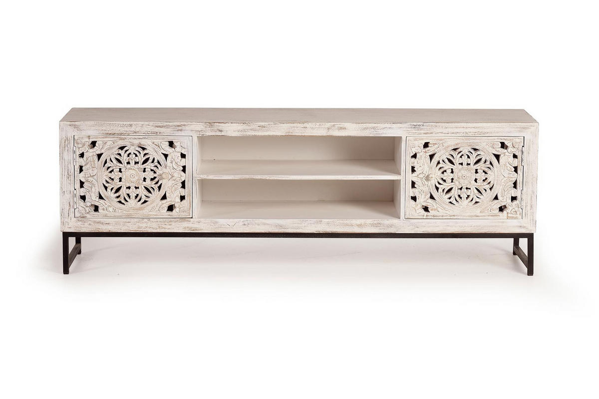 TV-SCHRANK aus Mangoholz - Weiß, Holz (170/55/40cm) - Giner y Colomer