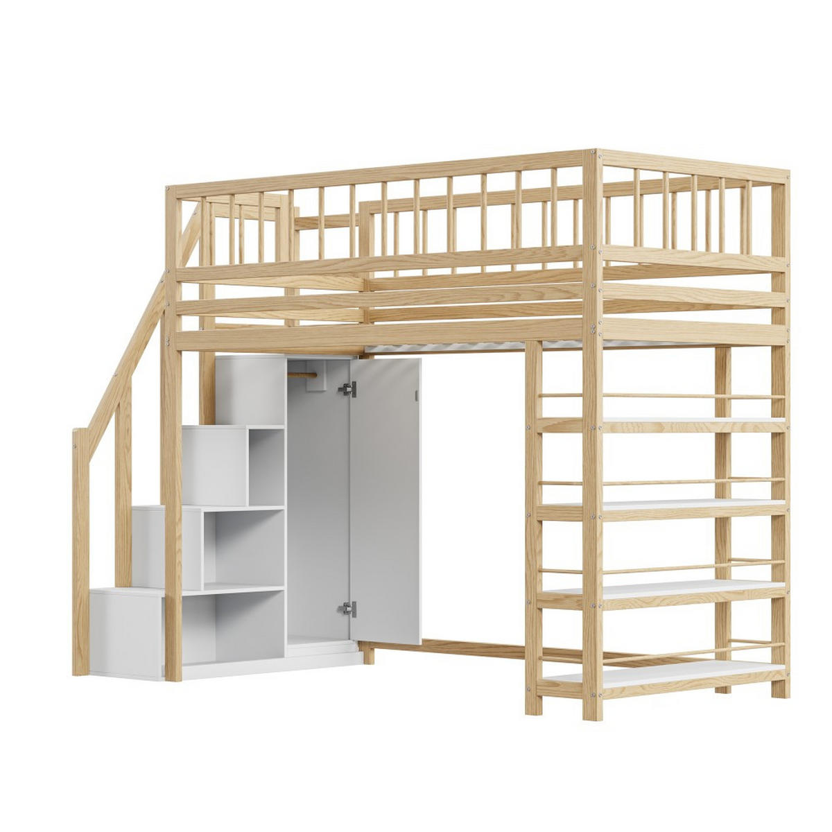 HOCHBETT 90 x 200cm mit Sicherheitskletterleiter，Holzfarbe - Naturfarben, Holz (90/200cm) - KOMHTOM