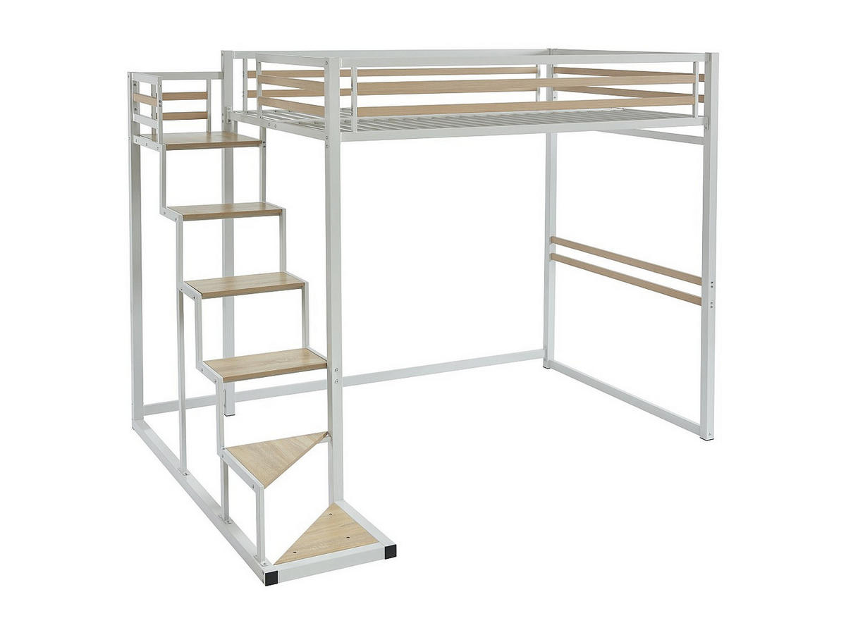 HOCHBETT - 140 x 200 cm - Metall & MDF - Weiß - JOGUI - Weiß, Metall - Vente-Unique