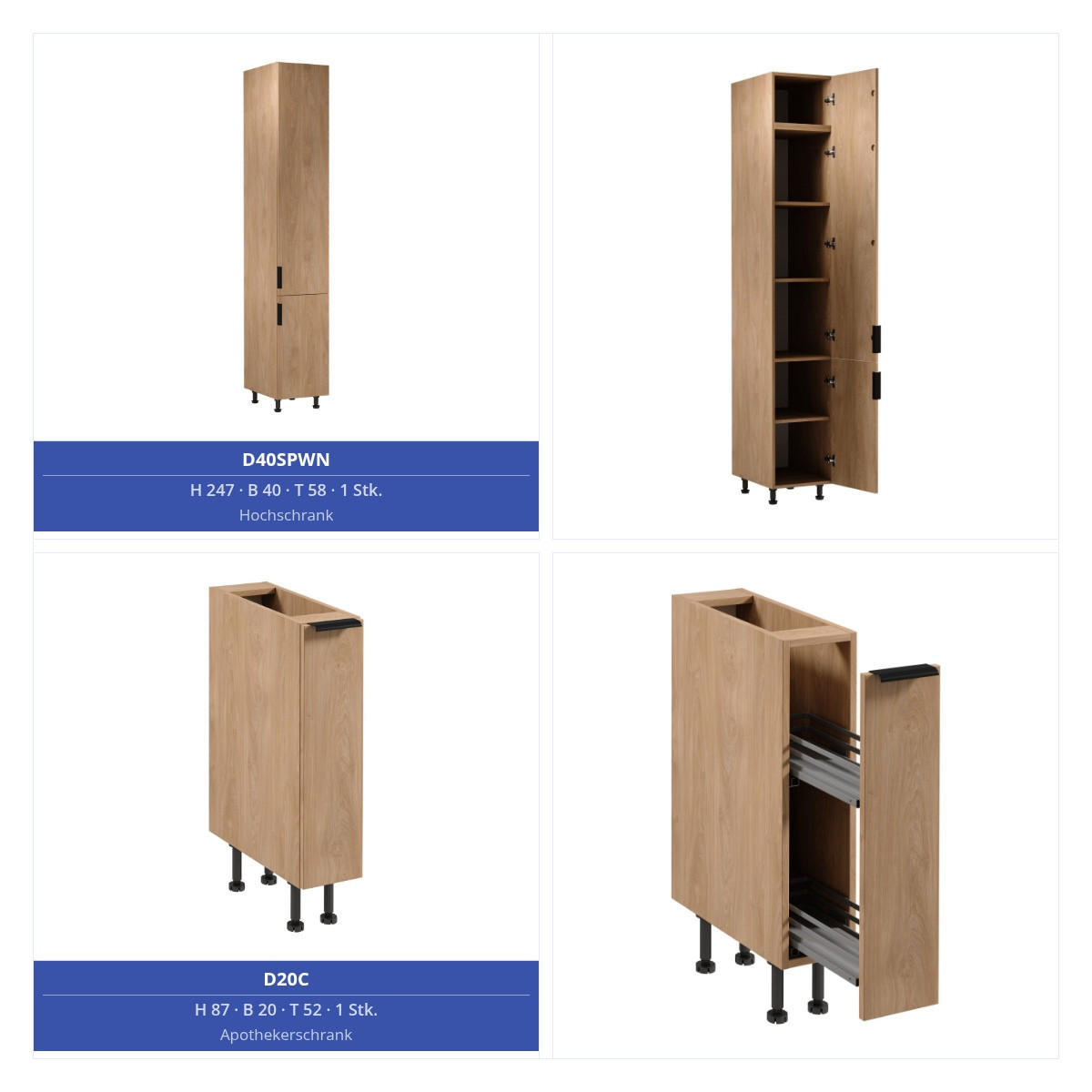 KÜCHENZEILE 320 x 160 cm - Sorento KS13-M320 - in Sonoma Eiche - Schwarz/Sonoma Eiche, Holz/Metall (480/247/58cm)