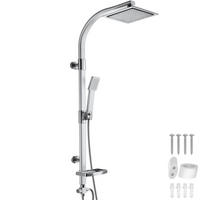 REGENDUSCHSYSTEM , Antikalktechnik, grau - Grau, Metall (20/110/49cm) - tectake