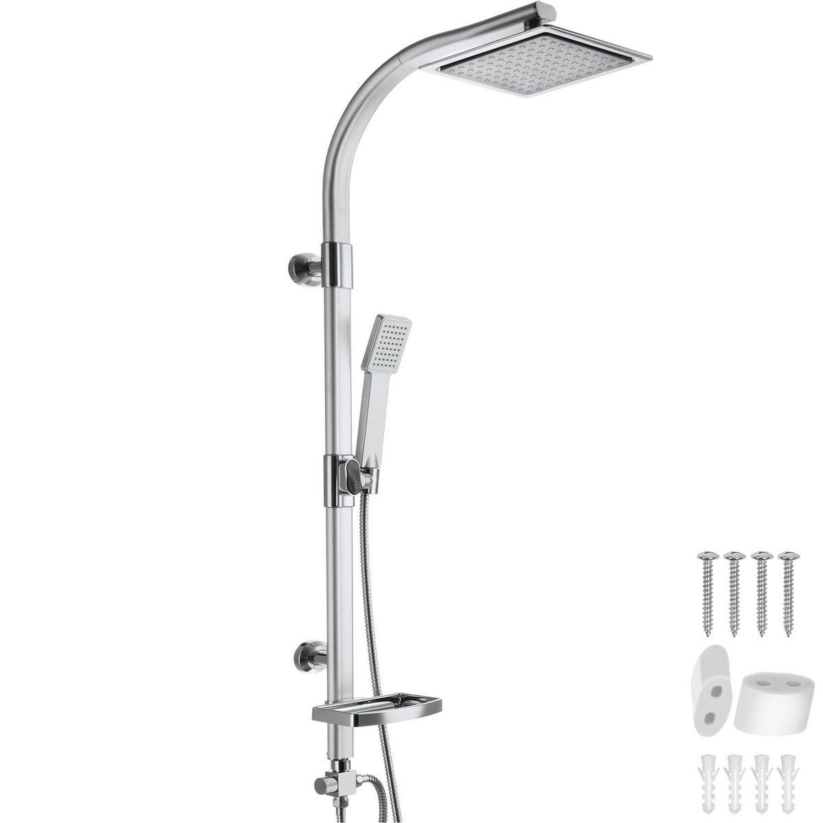 REGENDUSCHSYSTEM , Antikalktechnik, grau - Grau, Metall (20/110/49cm) - tectake