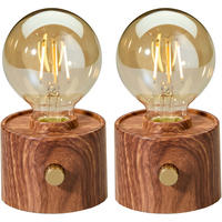 LED-TISCHLAMPE Vintage Edison dimmbar 10x9x16cm 2er-Set Walnuss - Braun, Kunststoff (10/8.7/16cm) - Northpoint