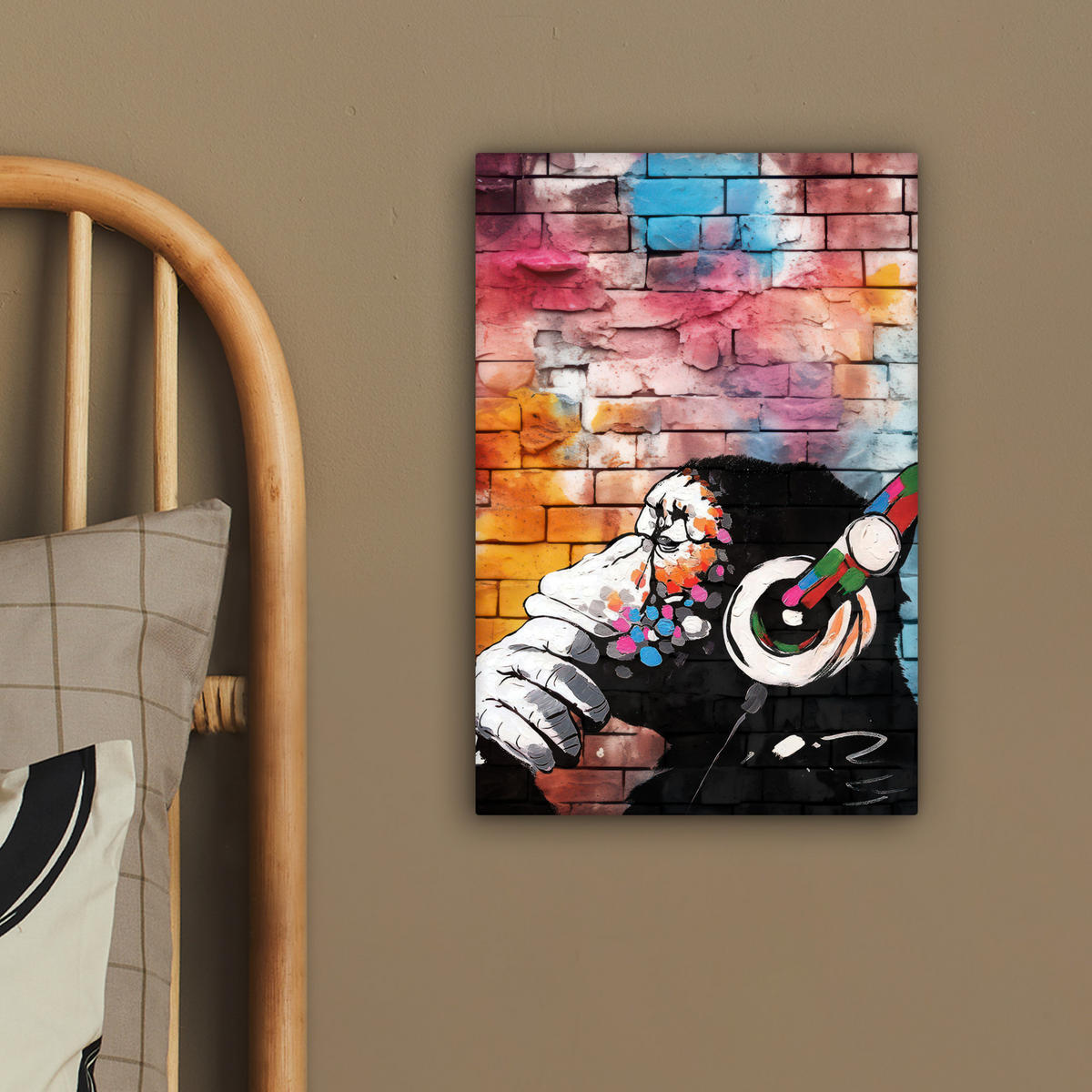 LEINWANDBILD Affe - Graffiti - Musik 20x30 cm - Multicolor, Textil (20/30cm) - MuchoWow