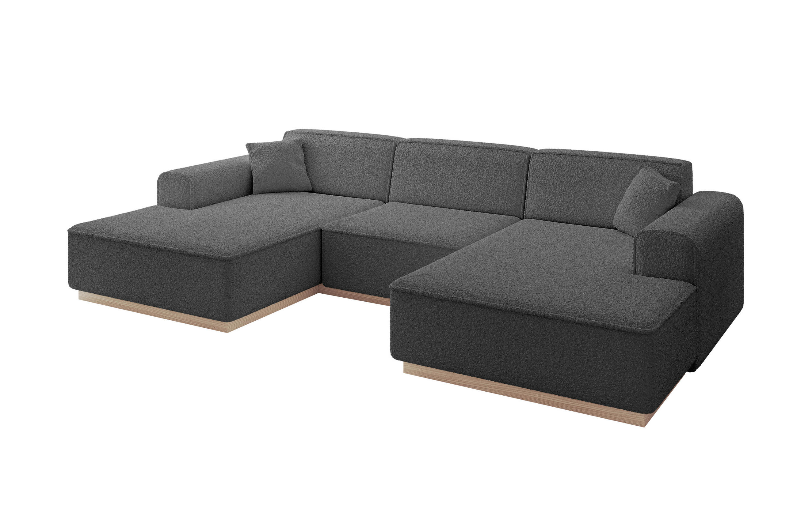 WOHNLANDSCHAFT IREA-U1 - 303x171x83 cm Grau - Dunkelgrau/Olivgrün, Holzwerkstoff/Textil (303/83/171cm) - ALTDECOR