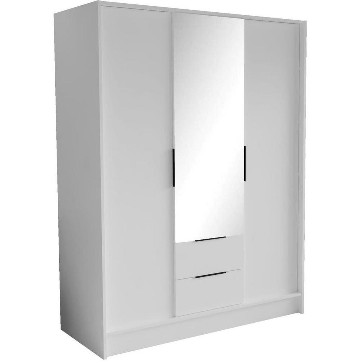 DREHTÜRENSCHRANK Niko 150/51/200 cm weiß - Schwarz/Weiß, Holzwerkstoff (150/200/51cm) - Beautysofa