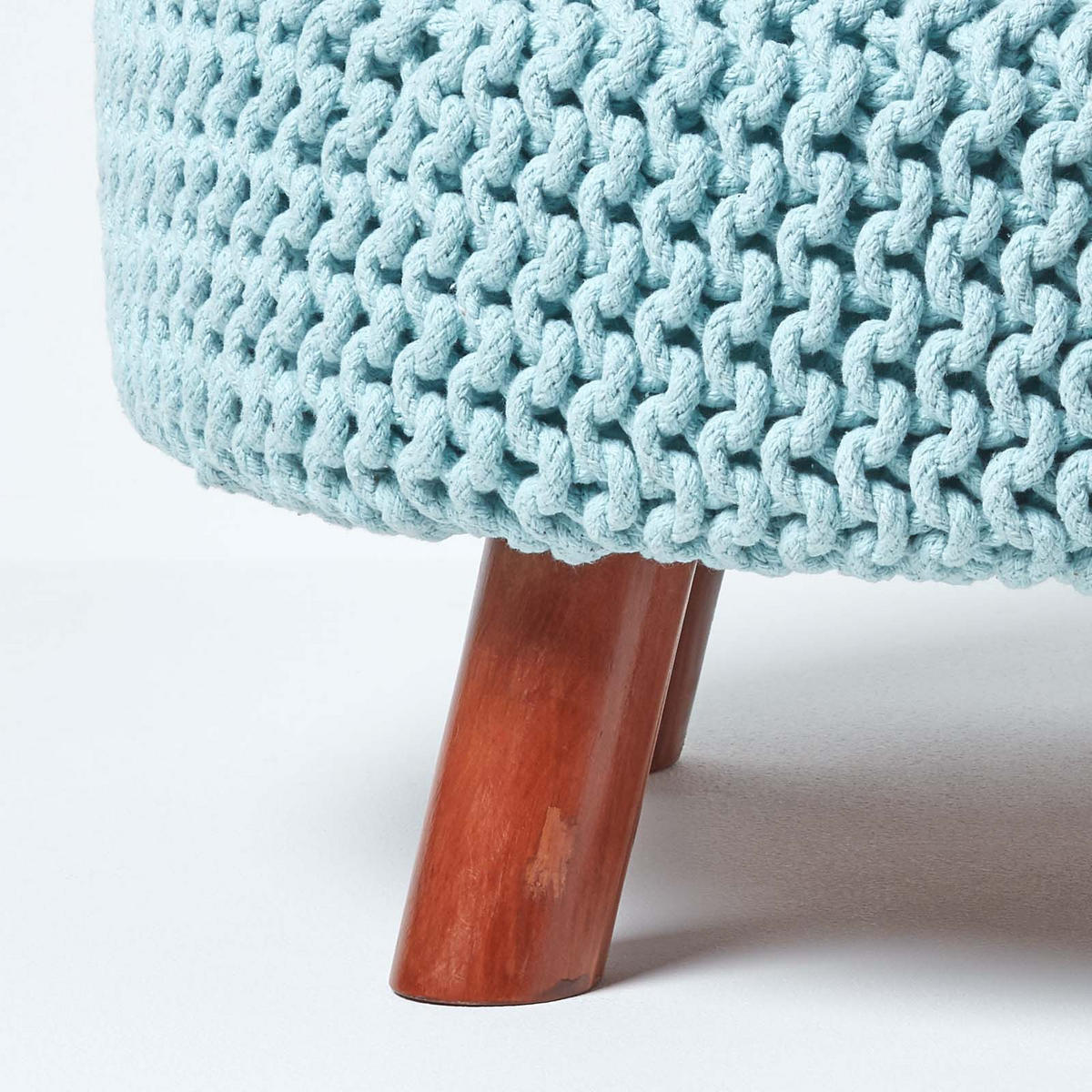 STRICK-HOCKER pastellblau, rund 62/62/30 cm - Hellblau, Textil (62/30/62cm) - Homescapes