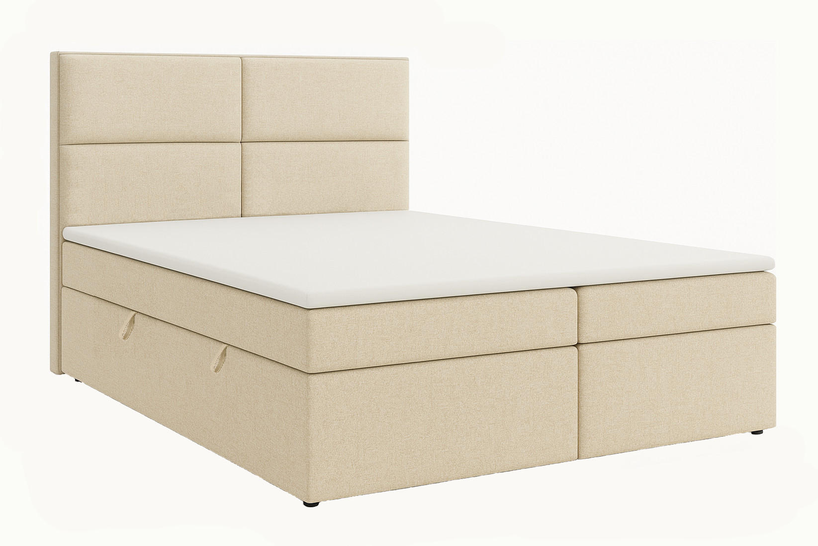 BOXSPRINGBETT AURORA mit Topper und Bettkasten, Ecru, 140x200 cm - Ecru, Textil (140/200cm) - KS Home Concept