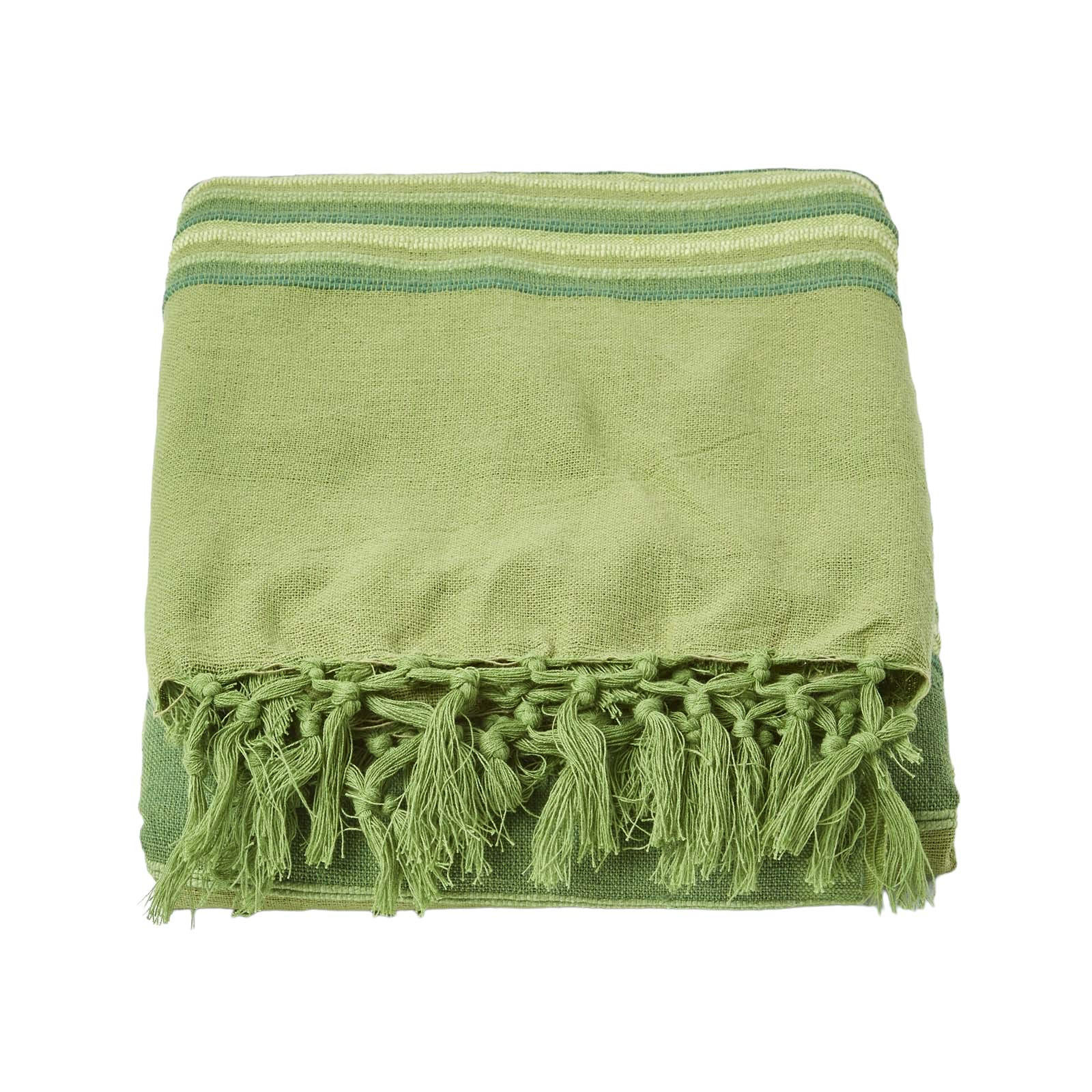 TAGESDECKE Morocco 255/360 cm, Baumwolle gestreift - Grün, Textil (255/360cm) - Homescapes