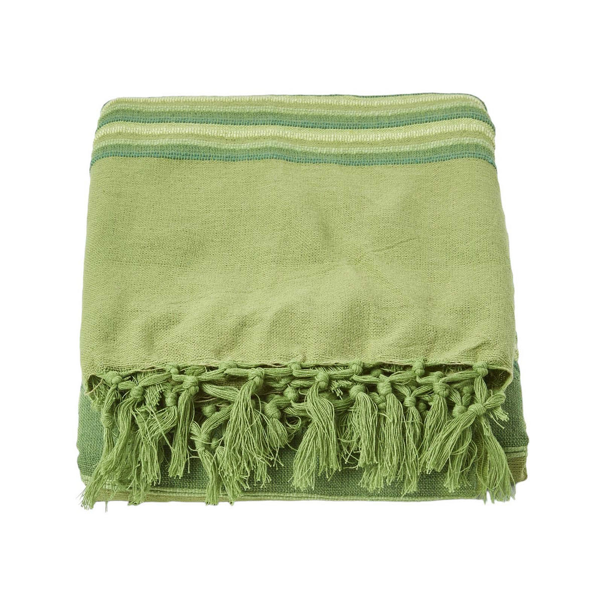 ÜBERWURF Morocco 225/255 cm, 100% Baumwolle gestreift - Grün, Textil (225/255cm) - Homescapes